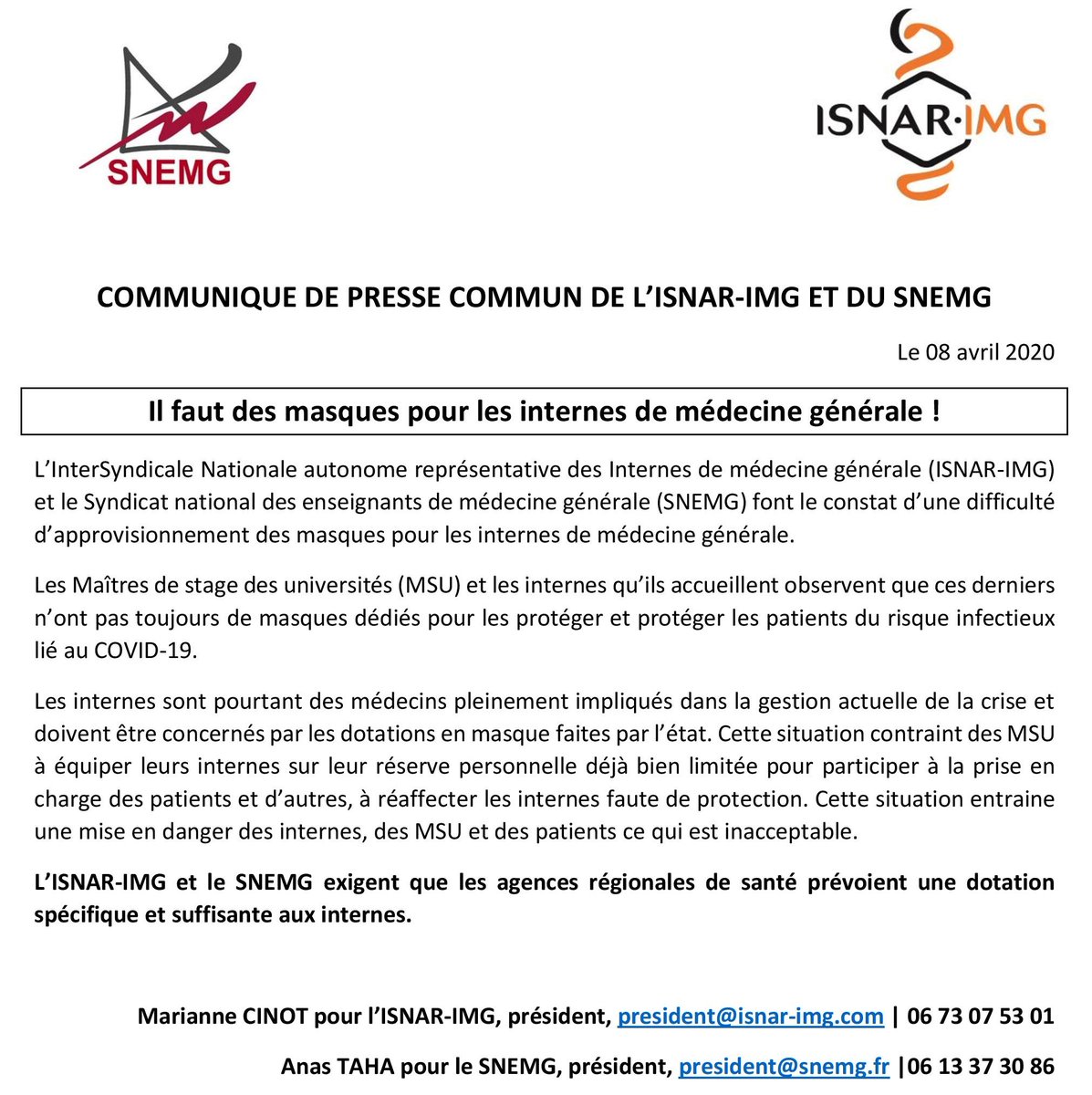 ISNARIMG's tweet photo. [COVID-19☣️]  Les internes doivent être protégés en stage ! 

‼️ A l’hôpital ou en ville, il est primordial pour notre sécurité et celle des patients que nous soyons protégés pendant la pandémie. 

Une dotation spécifique et suffisante doit être prévue ! https://t.co/vkIvwrQtz7