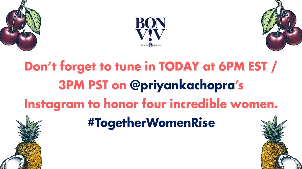 Join us for a toast on Instagram LIVE with <a href="/priyankachopra/">PRIYANKA</a> to four inspiring women who are making a difference in our world today #TogetherWomenRise