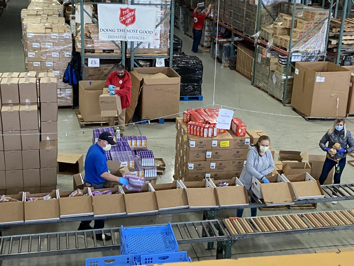 Volunteers appreciation post!Volunteers pack meal boxes at the Salvation Army Emergency Disaster Services warehouse in Elk Grove Village.