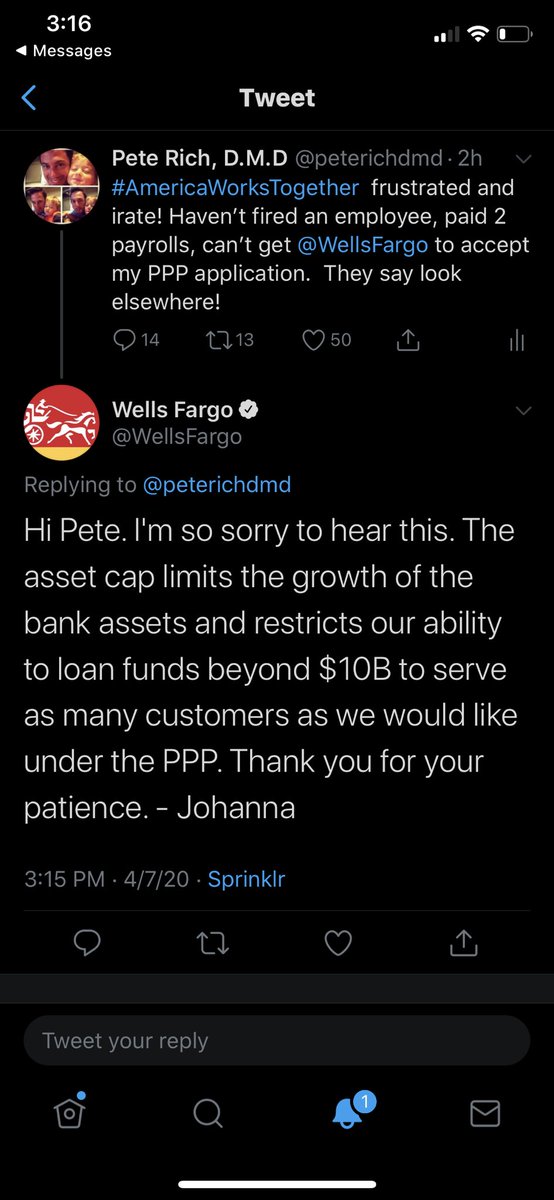 peterichdmd's tweet photo. @realDonaldTrump This has to be fixed.   Businesses still can’t access #ppploan funds!!!!  Help before we are forced to fire or go under! https://t.co/8rBCN6NHgx