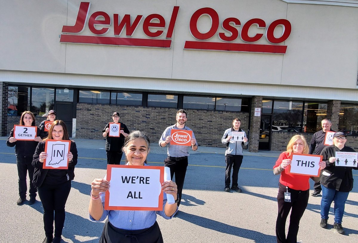 Grocery store workers appreciation post!Deena, Dawn, Scott A., Scott C., Melissa, Kathi, Melinda, Drake, Joan, and Bhavika are part of the team  @jewelosco in Munster, IN and remind us that we're all in this together.