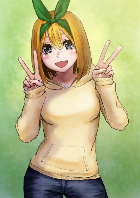 異澤さんがTwitterに投稿した中野四葉(五等分の花嫁)のイラスト。