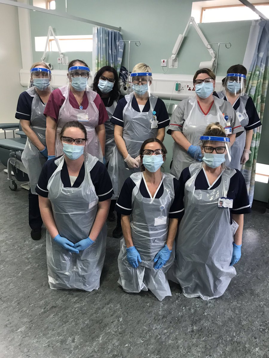 cpeedell's tweet photo. Message to reassure cancer patients during the #COVID19 pandemic. We are still treating you to the best of our ability. Here are Teesside’s radiotherapy physicists &amp; dosimetrists planning radiotherapy; and our chemo team in PPE on the chemo unit. #NHS https://t.co/BptkvmgnvT