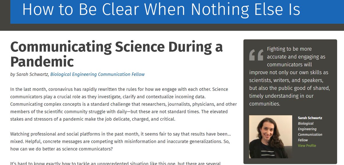 MITCommLab's tweet image. &quot;Fighting to be more accurate and engaging as communicators will improve not only our own skills as scientists, writers, and speakers, but also the public good of shared, timely understanding in our communities.&quot; mitcommlab.mit.edu/home/how-to-be… #scicomm #sciwrite #COVID19 #coronavirus