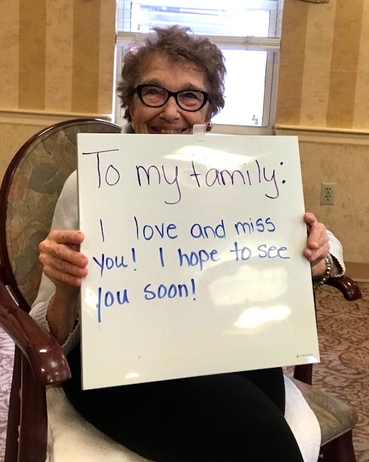 MaryWadeNH's tweet photo. Our residents remain in good spirits, but are thinking of you often!
#MaryWade #WhiteboardMessage #MessageToMyFamily https://t.co/a56tL1iRdz