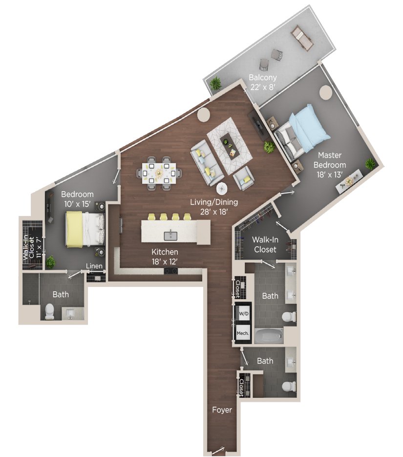 This spacious 2 bedroom unit with floor to ceiling windows renders a captivating view of University Circle definitely a MUST see. Call today to Schedule your Virtual Tour.