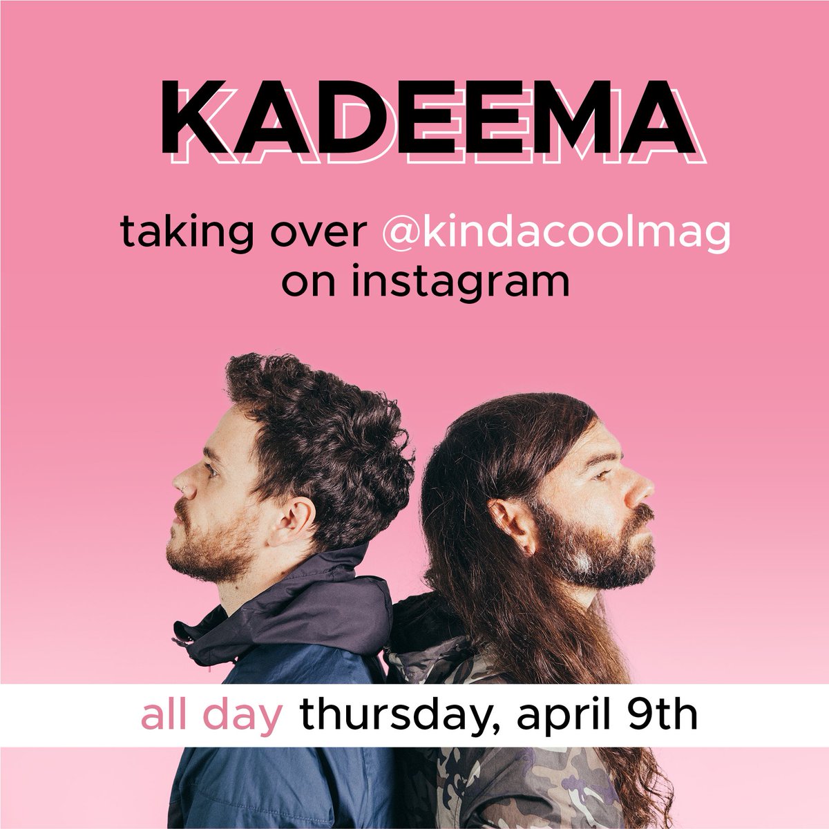 Tomorrow(April 9th) we have the pleasure of taking over the <a href="/kindacoolmag/">kinda cool magazine</a> Instagram, come hangout an listen to our nonsense. 💙x