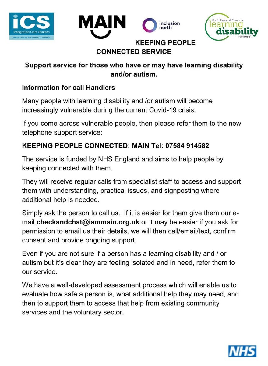 Please share - support for people with learning difficulties and autism. #socialprescibing #helpishere #COVID19 #Middlesbrough #teesside