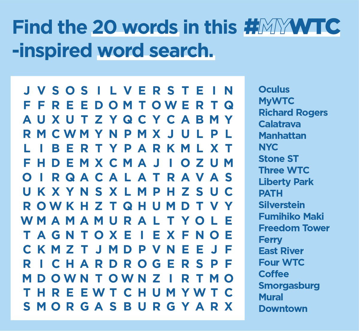World Trade Center We Ve Created This Mywtc Inspired Wordsearch To Keep Your Creativity Flowing While We Re All Stayingathome Let Us Know In The Comments If You Were Able To Find All World Trade Center We Ve Created This Mywtc Inspired Wordsearch To Keep Your Creativity Flowing While We Re All Stayingathome Let Us Know In The Comments If You Were Able To Find All