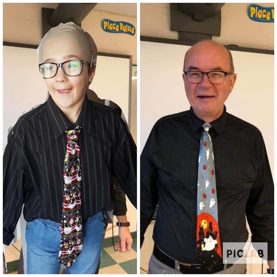 kampbell66's tweet photo. @TAtwolvesPE @TATwolves @Lorne62 @MrChurchillNL So it’s dress as your favourite teacher day at #TAvirtualspiritweek Bella Martin, a grade 6 student, is #twinning Mr. Green, the likeness is uncanny 🤣😂 ##Twolvesstrong #Tricentiastrong Well done Bella 💓 https://t.co/WkbvOHGEKA