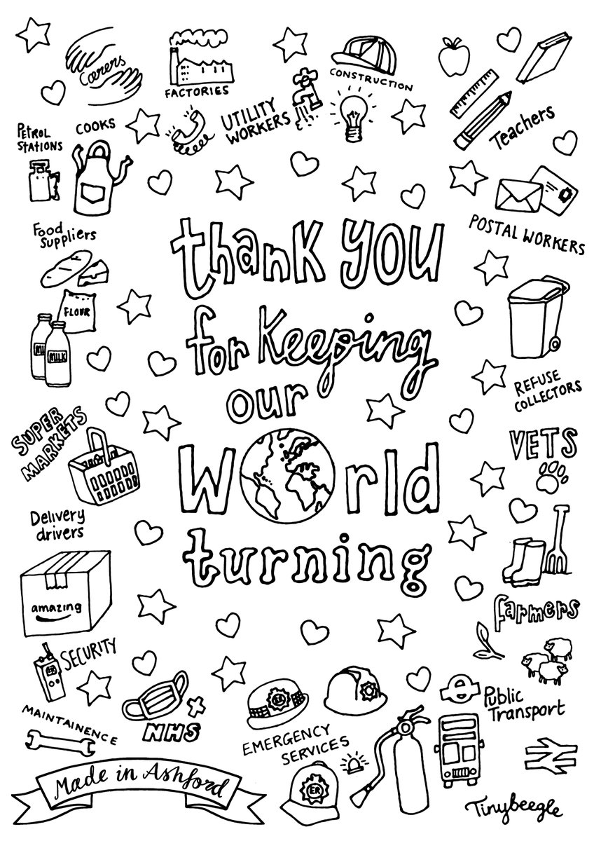 Thank you to all the workers out there putting themselves at risk to keep our world turning! You can download this free colouring sheet, print it out, give it a colour and pop it into your window. 

#thankyou #thankyoukeyworkers #thankyounhs  #keyworkers #frontlineheros