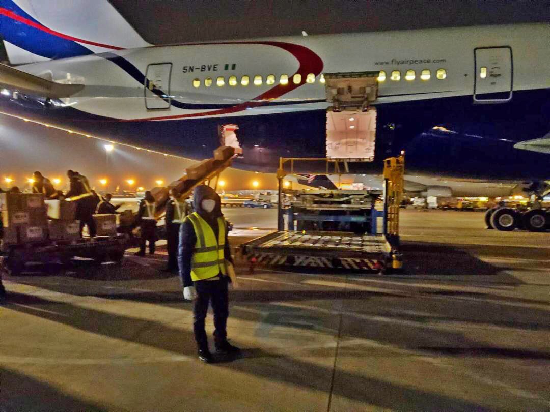 Say “Hello” to the six-man crew that flew for 14 hrs non-stop to Beijing. Our B777-200ER aircraft, which left for Beijing, China, yesterday, has landed at the Nnamdi Azikiwe International Airport, Abuja today at 16:25 with the second batch of FG's medical supplies to fight the -