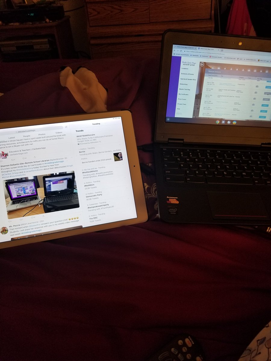 BookDiva1's tweet photo. Multitasking at its best! Doing Gmail, working on our students' summer reading order and participating in the Middle Grade Magic Authors Virtual Conference at the same time!!#MiddleGradeMagic2020 https://t.co/nGEa1eNUH0