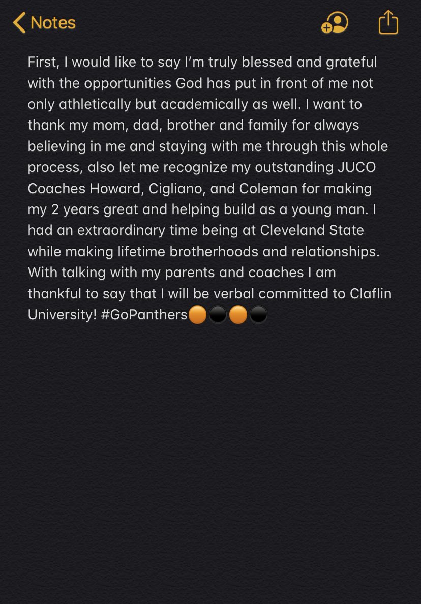 hicks_quez's tweet photo. I am thankful to say that I will be verbal committed to Claflin University! #GoPanthers🟠⚫️🟠⚫️ https://t.co/HfR0u8AJlB