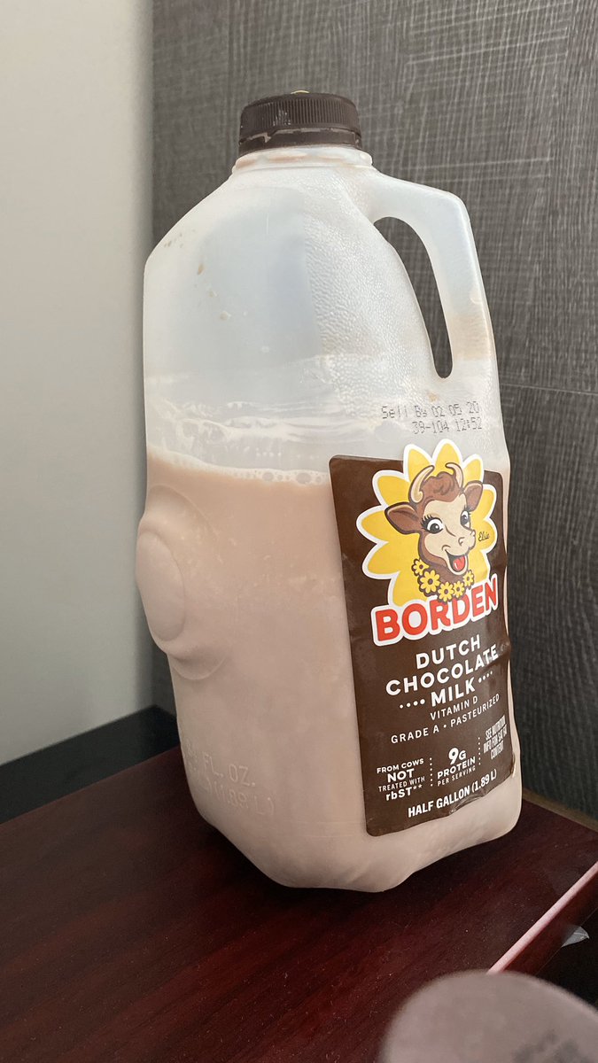 We have a guest bedroom with a tiny fridge and I forgot about the chocolate milk I bought the last time I was sick . . . in January.