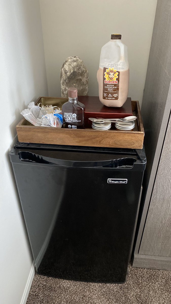 We have a guest bedroom with a tiny fridge and I forgot about the chocolate milk I bought the last time I was sick . . . in January.