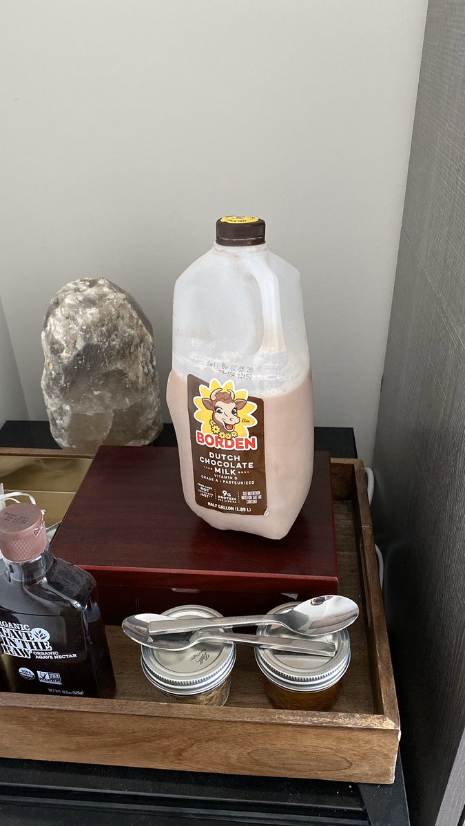 We have a guest bedroom with a tiny fridge and I forgot about the chocolate milk I bought the last time I was sick . . . in January.