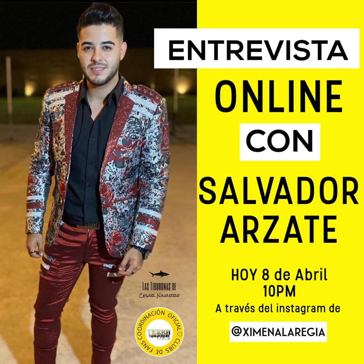 GarmaMily's tweet photo. 🚨 Salvador Arzate  EN VIVO 🚨
Este miércoles 8 de Abril disfruta de una entrevista  online a través del instagram @ximenalaregia en punto de las 10:00 p.m.
#ConTodoYContraTodos #DeLoBuenoLoMejor
@teamtiburonas 🦈✨ https://t.co/7NxfmEzrPn