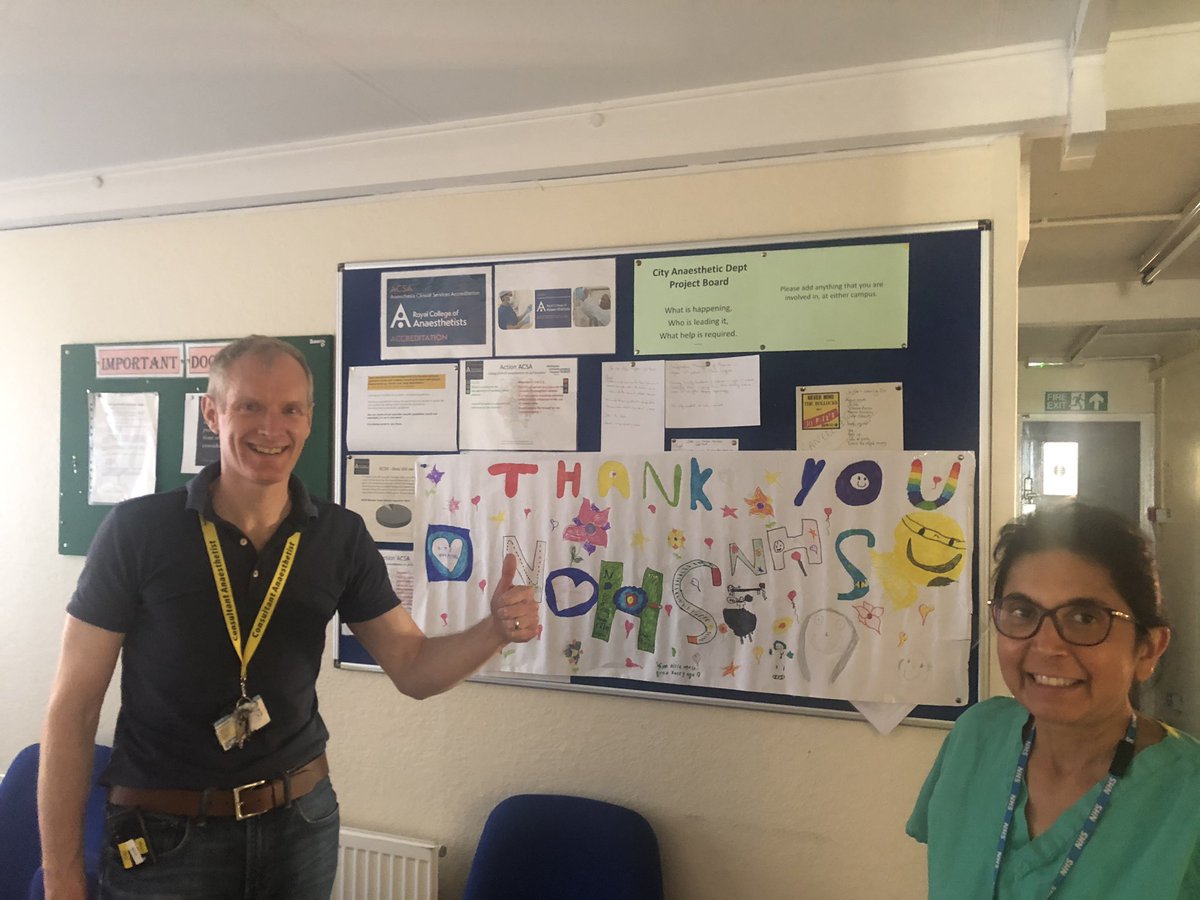 runninggasman's tweet photo. #ThankYouNHS poster from my village - proudly displayed in our anaesthetic department! Thank you for your support - we really really appreciate it... #proudtoserve #COVIDใผ19 @TeamNUH @NuhTheatres @NUHCharity @NUH_COO @CS_NUH @TracyTaylorNUH #edingley https://t.co/xCKqWxQPwb
