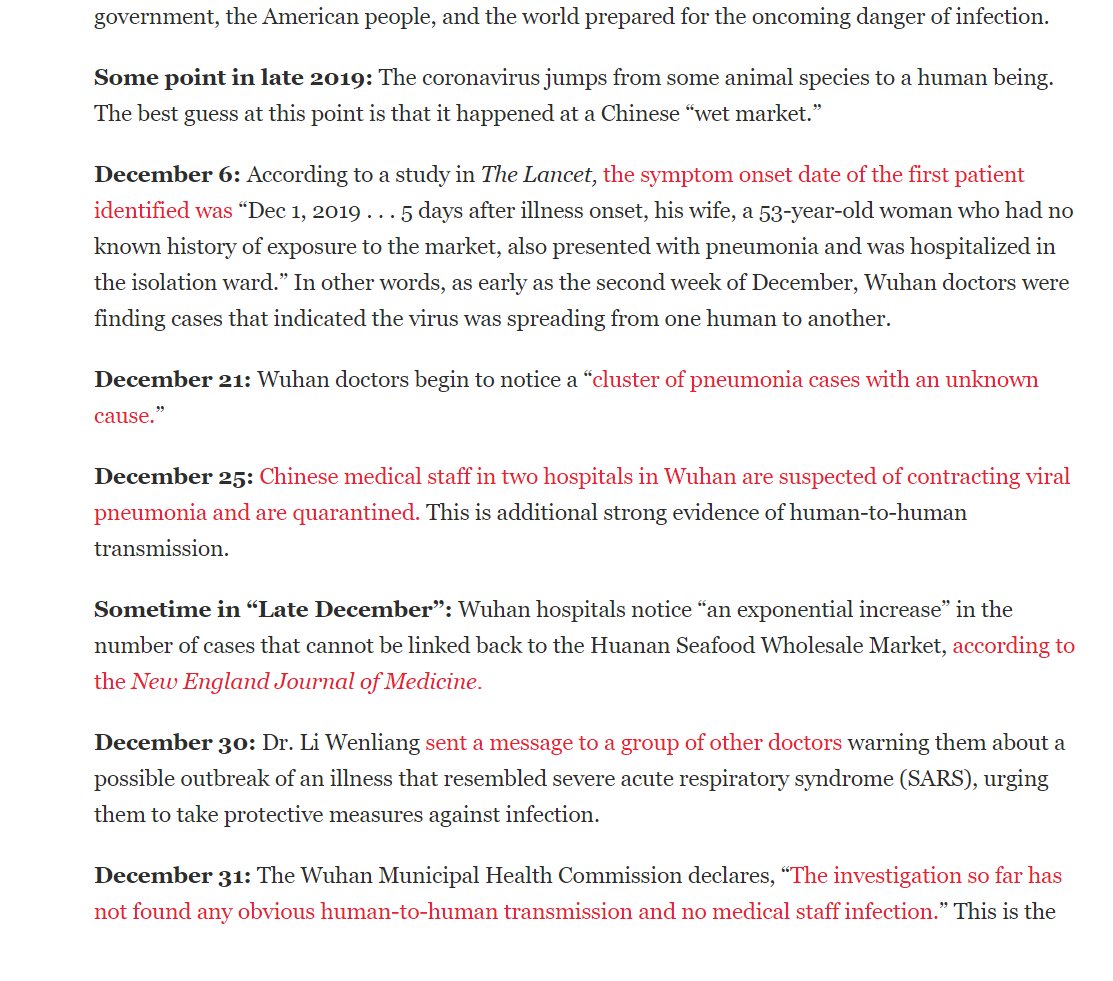 12) The coronavirus was a growing problem in China during the entire month of December. Though China's government tried to conceal the facts, the spread of Covid-19 was not a secret. https://www.nationalreview.com/the-morning-jolt/chinas-devastating-lies/