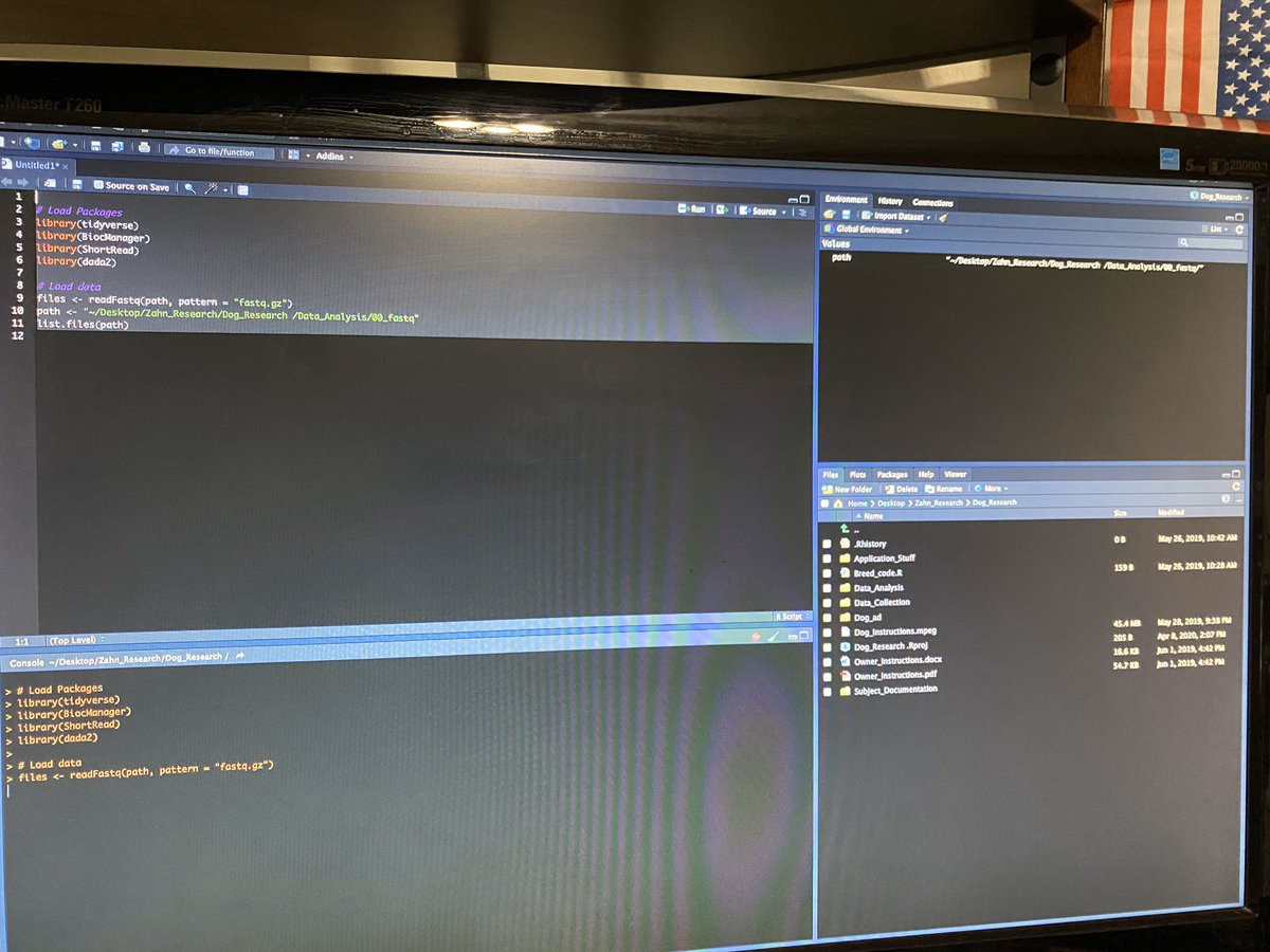ZushiSensei's tweet photo. Nothing like the sound of the laptop fan running to ease the suspense of waiting for your code to run. Officially starting data analysis of the dog mouth data collected last summer! https://t.co/TZ6oLetiho