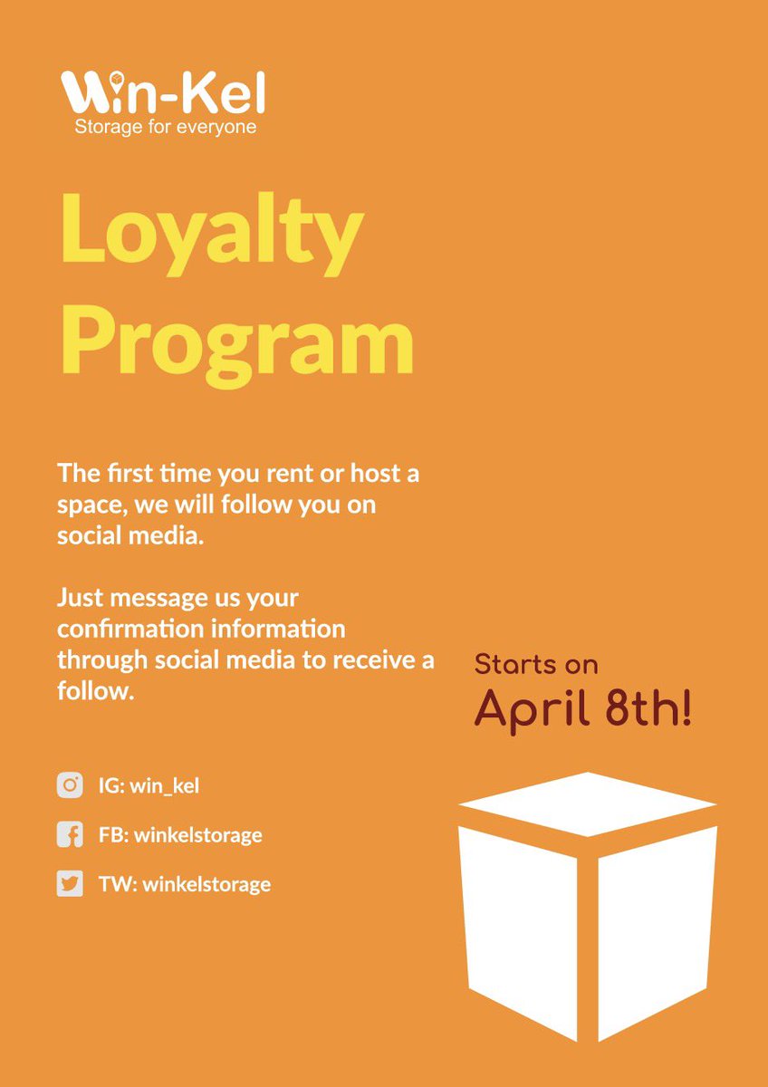 winkelstorage's tweet photo. Today marks the start of the #WinKel loyalty program! Remember, we make storage safe and affordable for all, especially in times like these. Learn more about becoming part of our community by following this link: https://t.co/0CmagqQ0Mj
#storageforeveryone https://t.co/YjSXIzQYYi