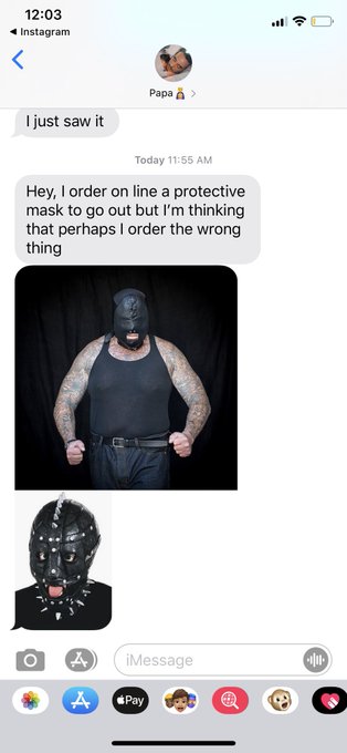 Screenshots from father 😂 he&rsquo;s taking precautions seriously https://t.co/T9yFoZEXwQ