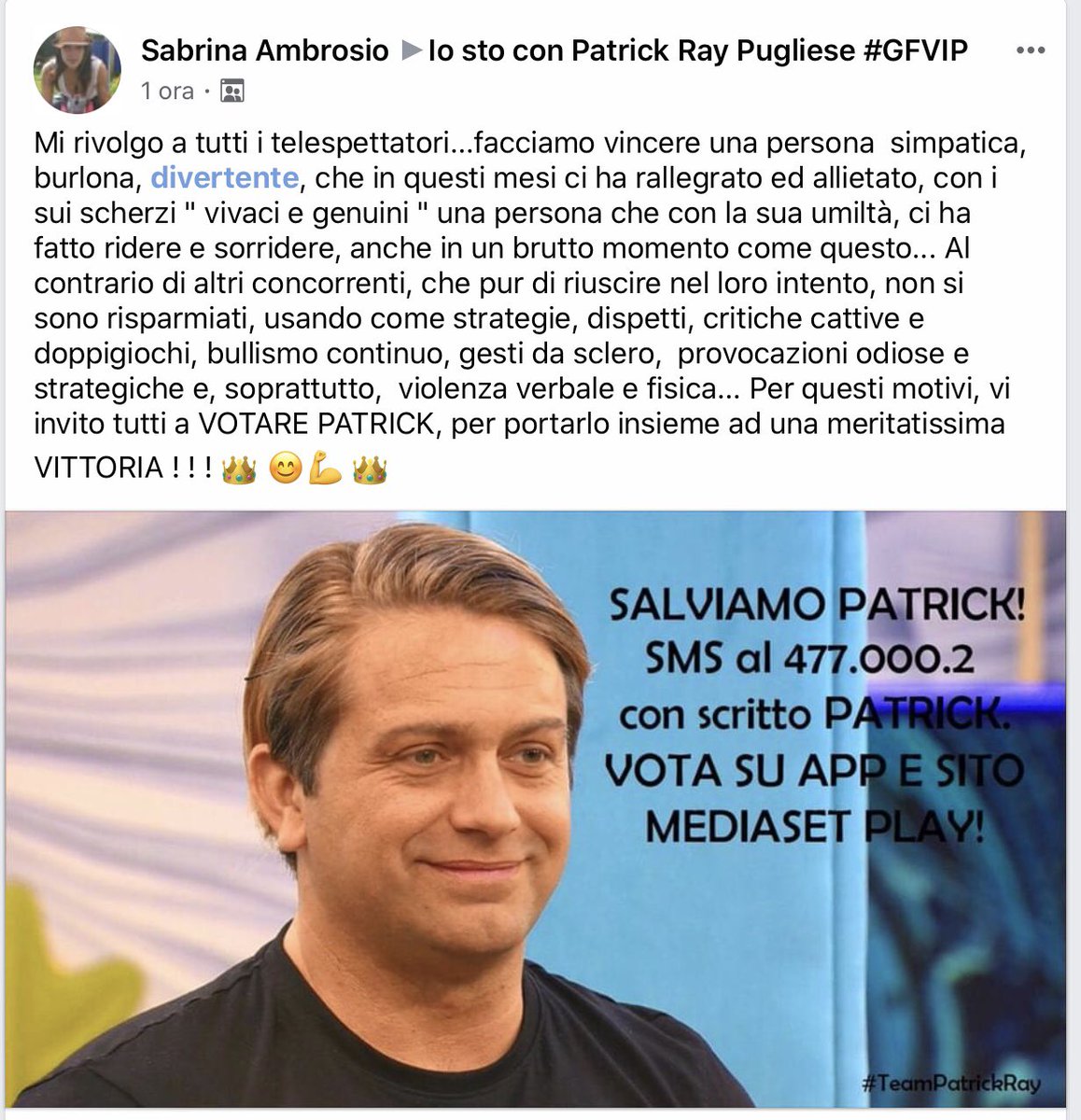 Vita77178000's tweet photo. #Patrickfinalista #patrickvincitore #patrickforever #gfvip #gfvip2020 @gf16_official @GrandeFratello https://t.co/aUyVSMh5ew