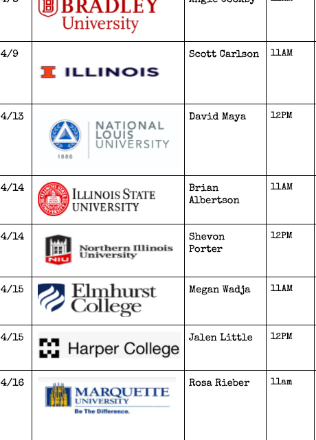 Thanks <a href="/Apply2Bradley/">Bradley Admission</a>  for kicking off our College Zoom Chats with our seniors to discuss things like, "what does orientation now look like?" ...faces blocked for privacy reasons. Check your emails or schoology for the full schedule.