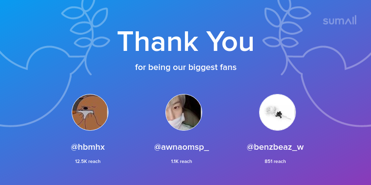 Our biggest fans this week: hbmhx, awnaomsp_, benzbeaz_w. Thank you! via sumall.com/thankyou?utm_s…