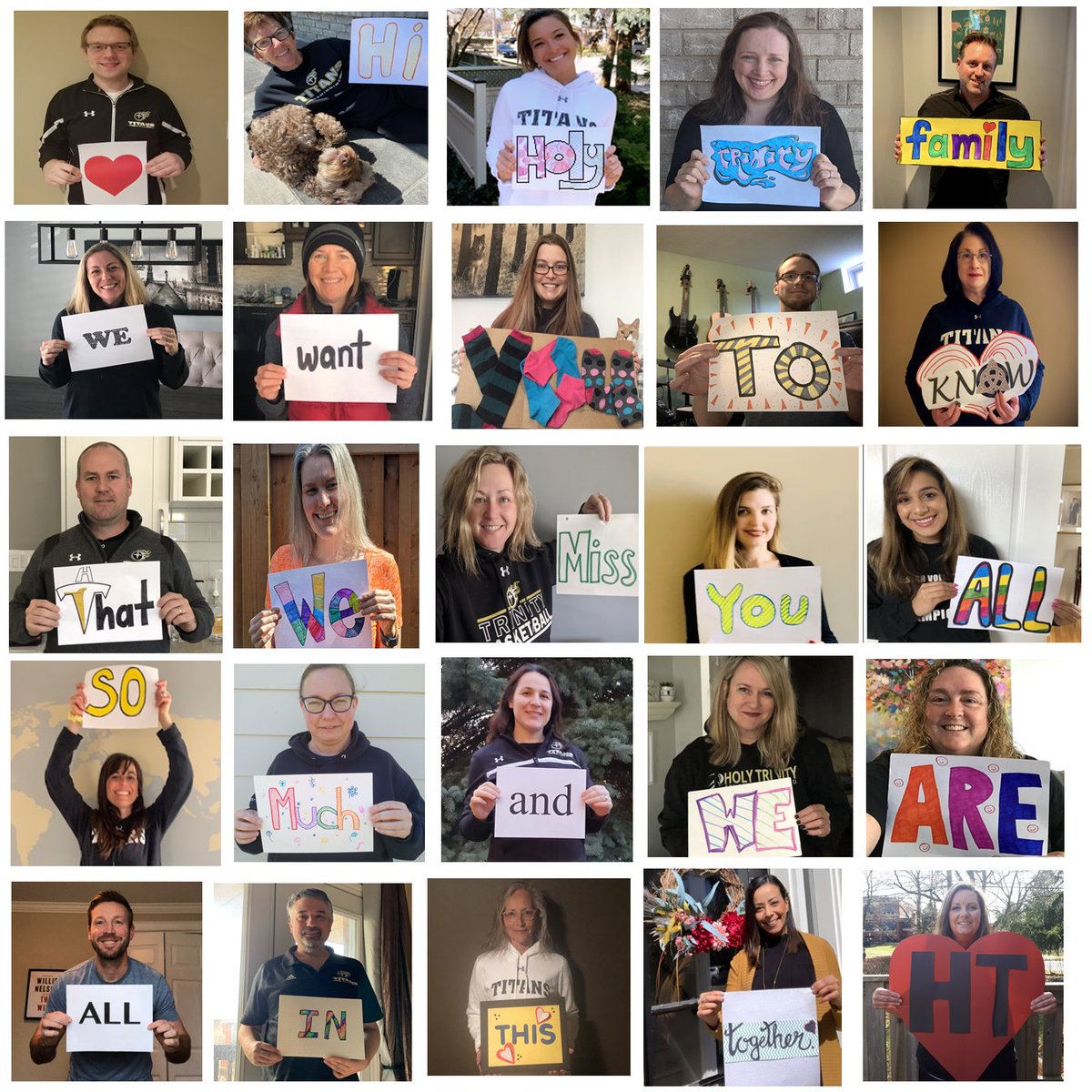HolyTrinityOak's tweet photo. This is a message from our staff to our amazing HT Family. This was made with a lot of love and care! We miss you all and will see you soon! @HCDSB @MissVtheCYC https://t.co/8JWpdcs5x3