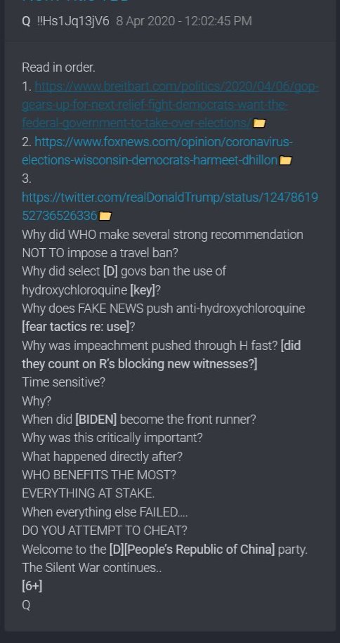 because they know it's a cure to COVID-19. The goal is not to quickly cure it, but to prolong it and extend it through summer to kill economy and  @potus chances of reelection. Dems are coordinating with China and Deep State to try and defeat Trump...whatever means possible.