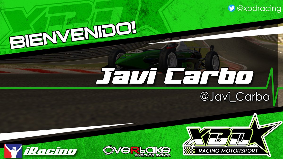 📌PRESENTACIONES📌

Tras unas semanas probando con nosotros tenemos el placer de hacer oficial la incorporación de <a href="/Javi_Carbo/">Javi Carbo</a> como piloto oficial para XBD Racing 💚 para <a href="/iRacing/">iRacing</a> 

¡Enhorabuena Javi!

A seguir creciendo de la mano :)

<a href="/overtake_es/">OVERTAKE</a> #greenpower