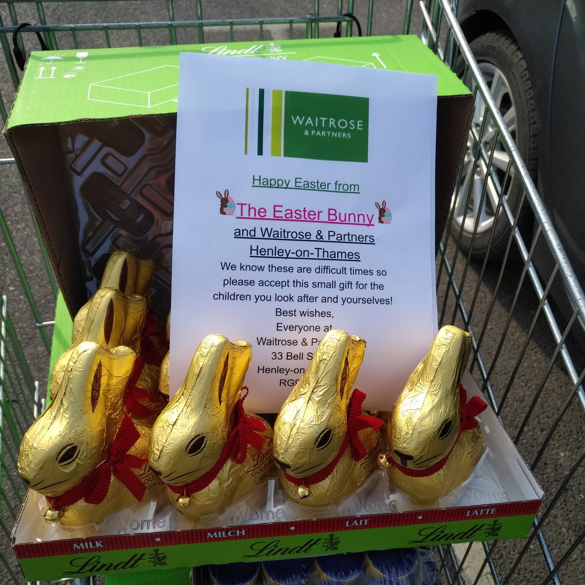 BrandExHighWyc's tweet photo. Delighted to have brought some gifts from the @waitrose #EasterBunny to children at St Mary's and Cygnets nurseries in #HenleyonThames today! #wearepartners @johnlewisandpartners https://t.co/qixtetWveK