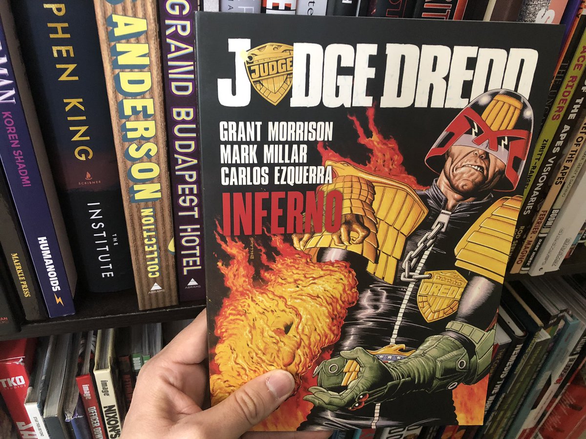 It’s nice to be reminded that the world outside your window has not yet reached Cursed Earth status. Here’s one of our favorite  @2000AD Judge Dredd books written by  @grantmorrison &  @mrmarkmillar w/radically gorgeous art from Carlos Ezquerra & Ron Smith.  #NCBD lives in  #NTYCBD!