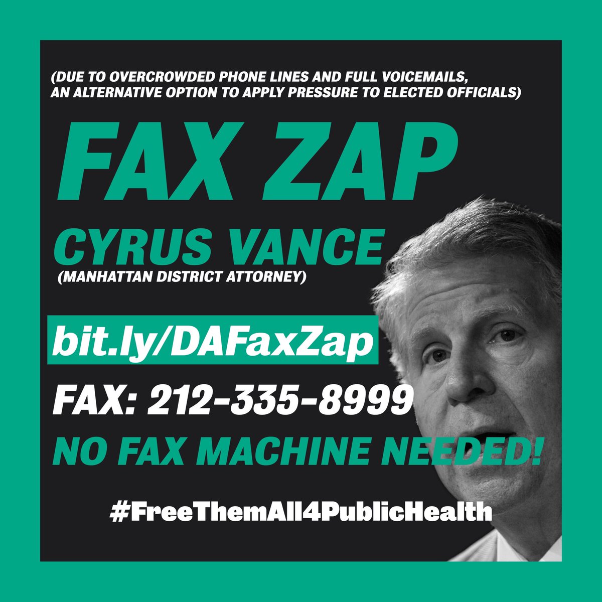 FAX ZAPCyrus Vance (Manhattan DA) http://bit.ly/DAFaxZap FAX: 212-335-8999 #FreeThemAll4PublicHealth