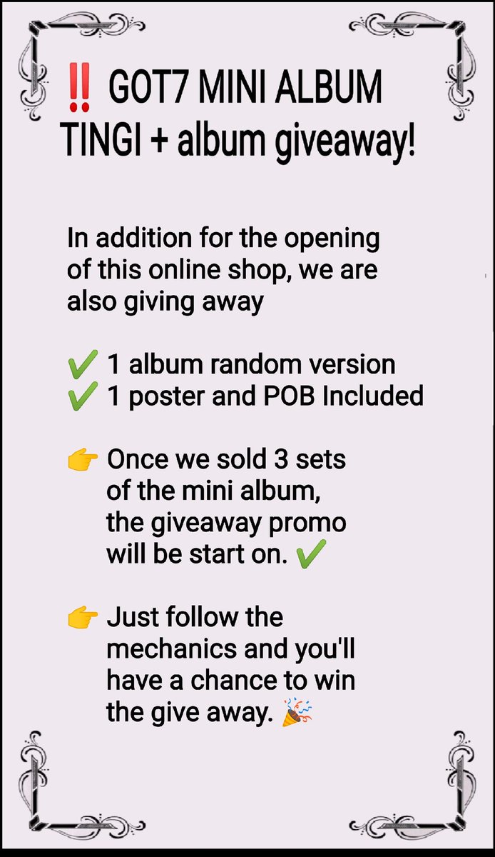 GOT7 MINI ALBUM PLUS GIVE AWAYSee the mechanics below. 