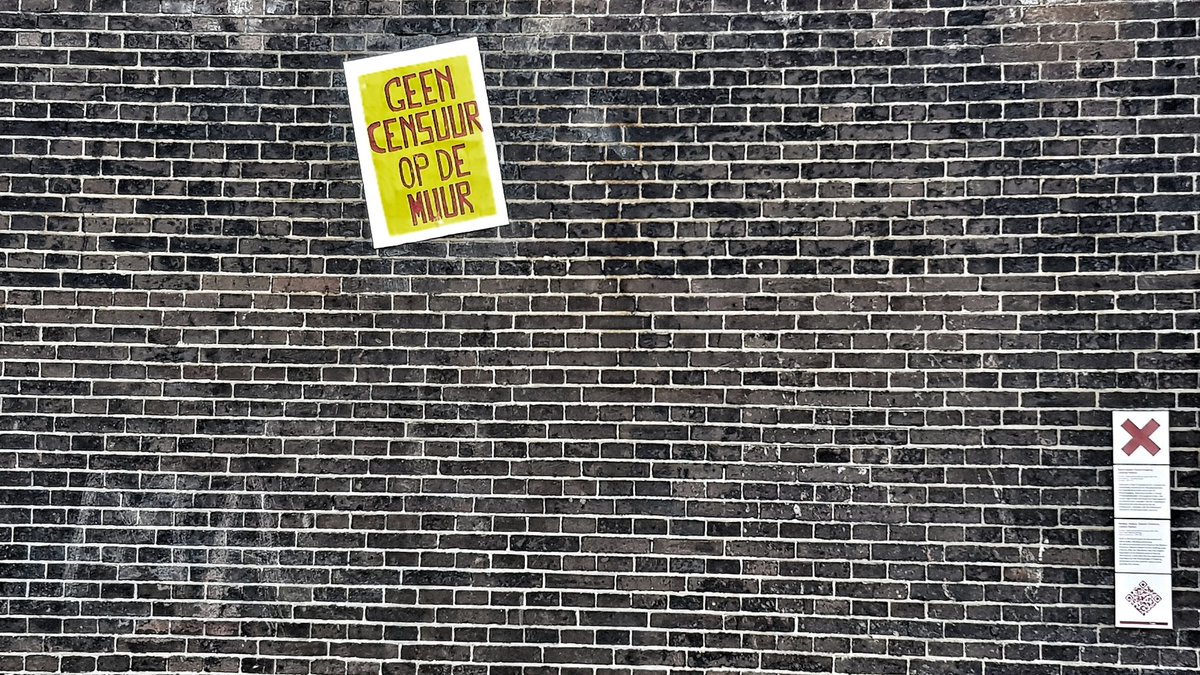 pablonot's tweet photo. Geen #censuur op de muur #Amsterdam https://t.co/BFLmWLhhDs