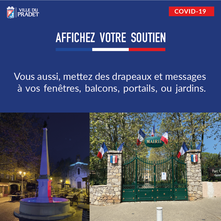 🏡Affichez des drapeaux et messages de soutien à vos fenêtres, portails jardins.

L'entrée du parc Cravéro et la fontaine de la place Flamenq exposent déjà leurs nouvelles couleurs. 🇫🇷