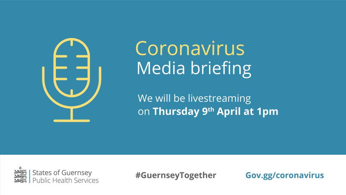 We will be livestreaming a COVID-19 media briefing via our Facebook page tomorrow (9 April) at 1pm. You can also view this livestream via our website: gov.gg/coronavirus.  Please be aware that we will not be fielding questions from the public #COVID19 #GuernseyTogether