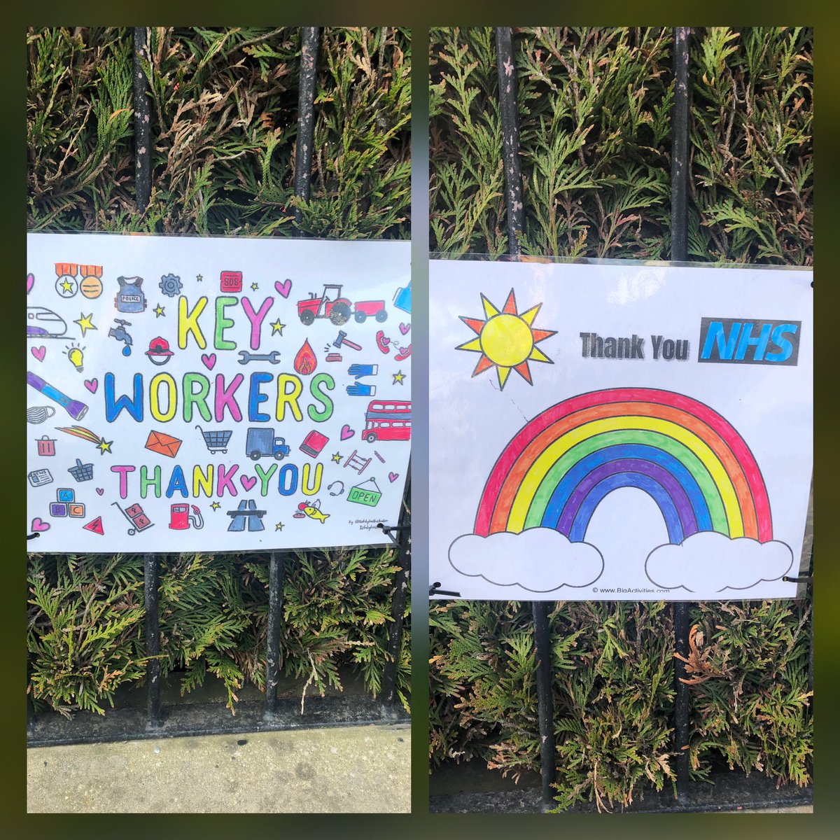 xMrsJanGx's tweet image. How lovely to spot these when out for a much needed bit of exercise after work 💙🌈 #mademesmile #proudtoworkfortheNHS❤️ #careforeachother 🤝
