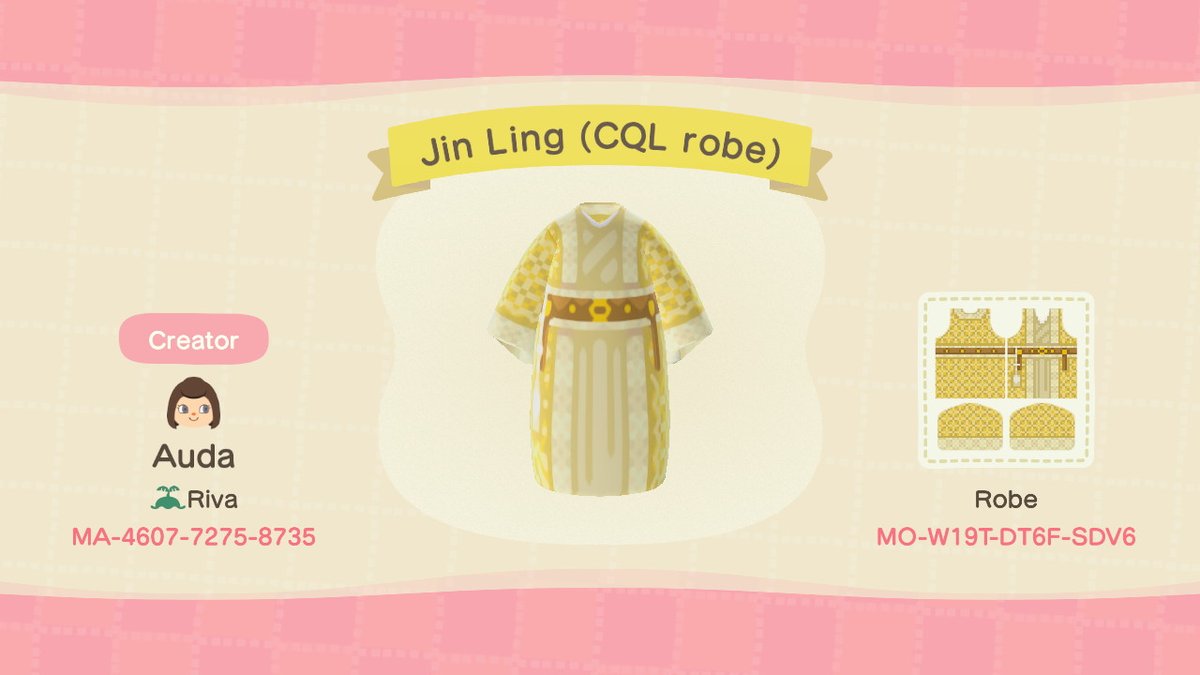 And bb Jin Ling, based on his finale outfit from the live-action! This look is so understated but beautiful - the fabric is one of my favorites from the whole show. Again, difficult to replicate in pixel art   #JinLing  #cql  #mdzs  #ACNHDesign