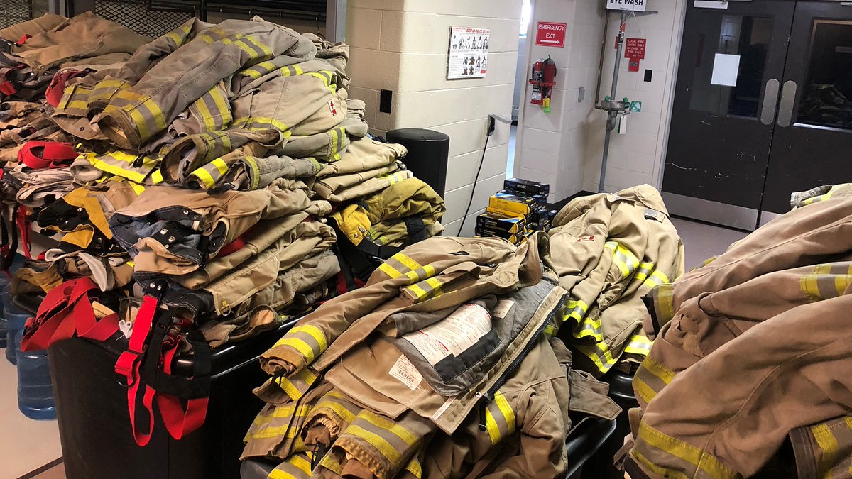 Thank you to first responders working so hard to keep us safe. We’re privileged to provide personal protective equipment – nitrile gloves &amp; 90 firefighting suits – to St. John’s Regional Fire Department to manage more calls and equipment cleanings. @CityofStJohns <a href="/MemorialU/">Memorial University</a>