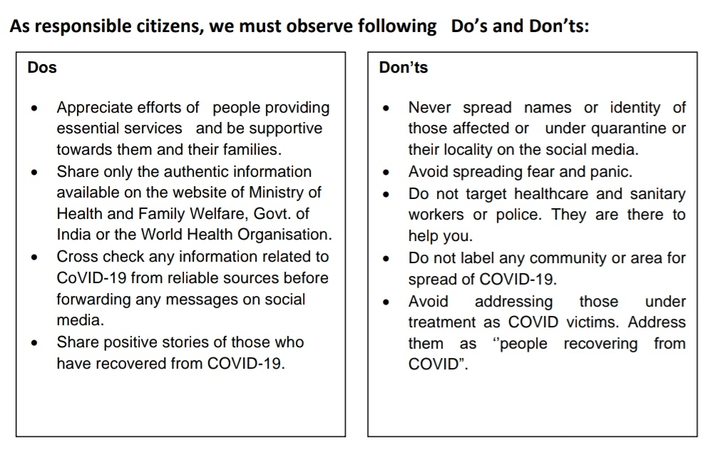 sanchitaguchi's tweet photo. Be a responsible citizens.
Do's and Don'ts
Courtesy: @MoHFW_INDIA 

#spreadAwareness #CoronavirusOutbreak #IndiaFightsCorona https://t.co/bIHnUIyvIx
