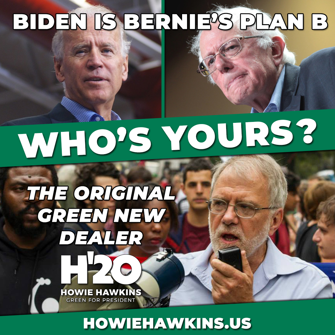 With Bernie dropping out, the time has come to really ask yourself, who will represent my values in November. #Howie2020 #NeverSettle #DemExit #GreenEnter #PlanB