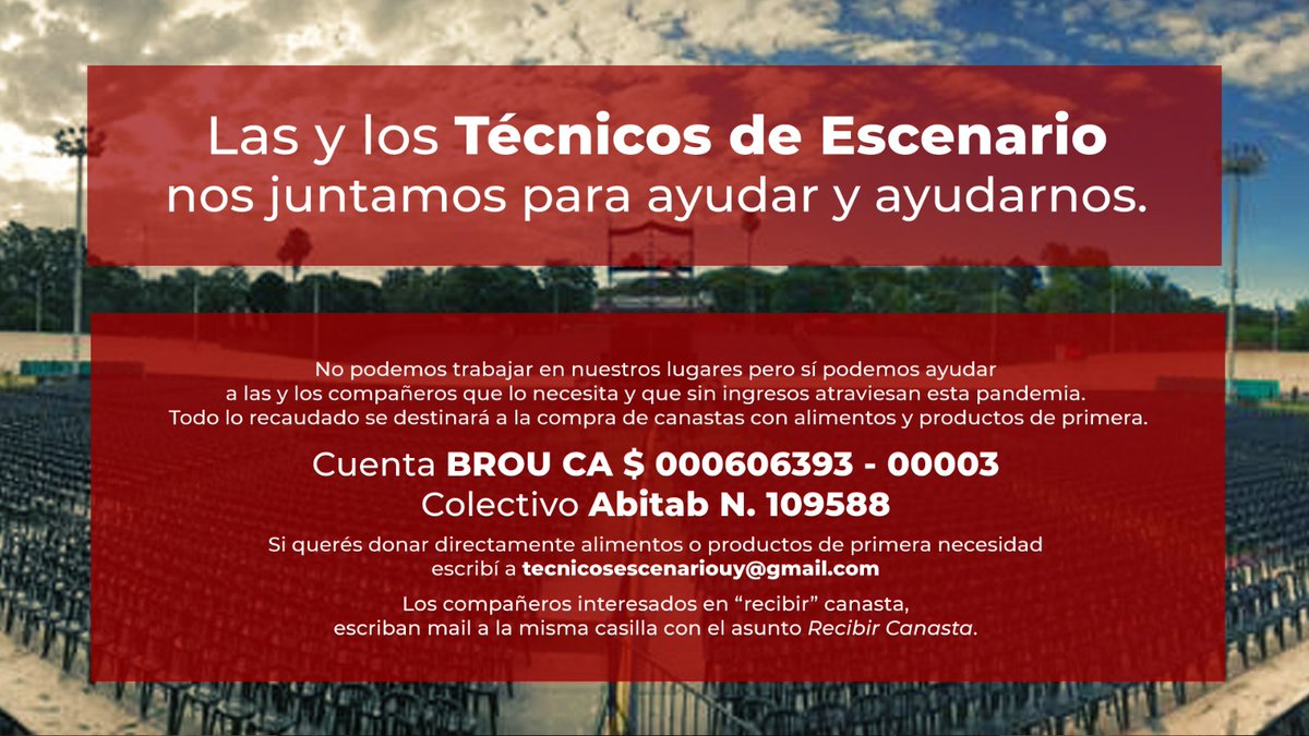 Mujeres y Disidencias en la Música Uruguaya (@mydmus) on Twitter photo Otrxs profesionales afectadxs por la situación socio-económica y sanitaria son lxs técnicxs de escenario. Aquí información de cómo colaborar con ellxs! #mujeresydisidenciasenlamusicauruguaya #mujeresydisidenciasenlamusica #mujeresydisidencias #Musica #Uruguay #escenarios Otrxs profesionales afectadxs por la situación socio-económica y sanitaria son lxs técnicxs de escenario. Aquí información de cómo colaborar con ellxs! #mujeresydisidenciasenlamusicauruguaya #mujeresydisidenciasenlamusica #mujeresydisidencias #Musica #Uruguay #escenarios