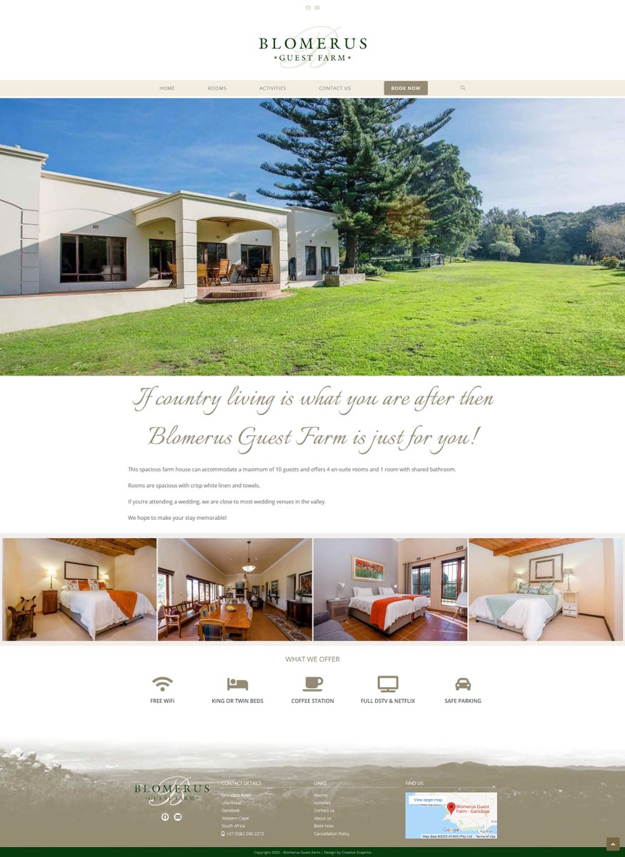 creative_grphcs's tweet photo. New website for Blomerus Guest Farm, Gansbaai, Western Cape.
If you're looking for a place to get away from it all, this is it!
https://t.co/pFED0Izxlg
#wordpress #webdesign #tourism #madewithelementor #design #webhosting #Elementor https://t.co/9fbJo8rCfy