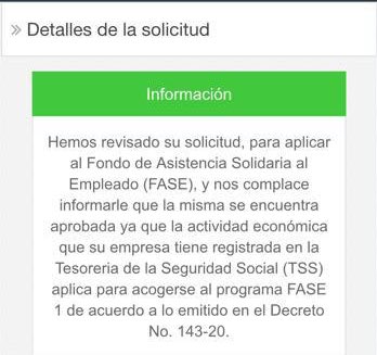 JuanGratereaux's tweet photo. Para los que quieren darle seguimiento a la suspensión y programa #FASE ya se encuentran las informaciones de aprobaciones por parte del #SIRLA del @MTrabajoRD (En el caso de aprobación sale así) 👇🏻 https://t.co/Ve5kMYLO3c