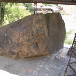 The language of these edicts are Brahmi for modern India and Khartoshi, Greek & Aramic for regions of Pakistan and Afghanistan.Images of rock edicts at Shahbazgarhi , in Khartoshi script( Pakistan) and the bilingual Kandahar RE, written in Greek and Aramic scripts.