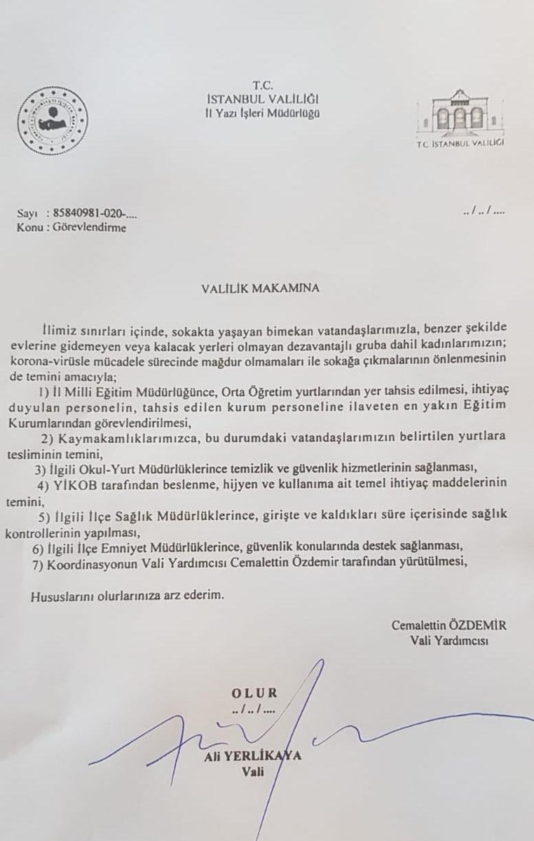Bugüne kadar İBB’nin sorumluluğunda yürüyen bir işti. Görevlendirmelerden anlayacağınız üzere Valilik üstlenmek durumunda kalmış. Yani İBB üzerinden bir sorumluluğu daha atmış oldu. Her şey ne güzel olmuş böyle 👏🏻👏🏻